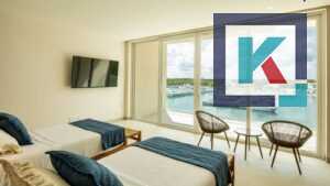 Recámara amueblada en el condominio Seaside 202 en Cozumel