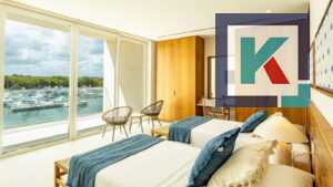 Recámara amueblada en el condominio Seaside 202 en Cozumel